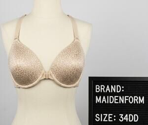 Maidenform Front Close Racerback Bra 34DD Leopard Print Lace T-Back Smooth 07112